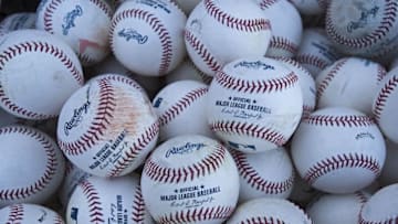 Sep 30, 2016; Kansas City, MO, USA; A general view of a group of baseballs prior to a game between the Kansas City Royals and the Cleveland Indians at Kauffman Stadium. Mandatory Credit: Peter G. Aiken-USA TODAY Sports