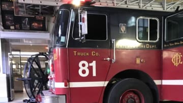A view of Truck 81 from Chicago Fire's Firehouse 51. Photo Credit: Brittany Frederick/Exclusive to One Chicago Center.