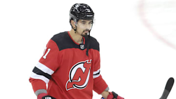 New Jersey Devils defenseman Jonas Siegenthaler (71): (Vincent Carchietta-USA TODAY Sports)