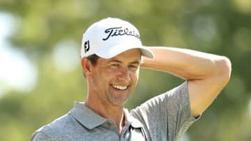 NORTON, MASSACHUSETTS - AUGUST 21: Adam Scott of Australia smiles during the second round of The Northern Trust at TPC Boston on August 21, 2020 in Norton, Massachusetts. (Photo by Maddie Meyer/Getty Images)