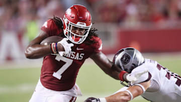 South Carolina football's Trey Knox when he played at Arkansas. Mandatory Credit: Nelson Chenault-USA TODAY Sports