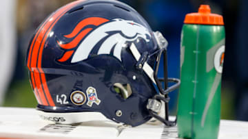 ORCHARD PARK, NY - NOVEMBER 24: A general view of a Denver Broncos helmet during a game against the Buffalo Bills at New Era Field on November 24, 2019 in Orchard Park, New York. Buffalo beats Denver 20 to 3. (Photo by Timothy T Ludwig/Getty Images)