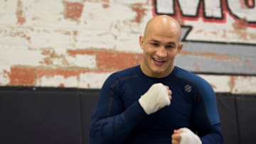DALLAS, TX - MAY 11: Junior dos Santos holds an open workout for the fans and media at Mohler MMA - Brazilian Jiu-Jitsu & Boxing on May 11, 2017 in Dallas, Texas. (Photo by Cooper Neill/Zuffa LLC/Zuffa LLC via Getty Images)
