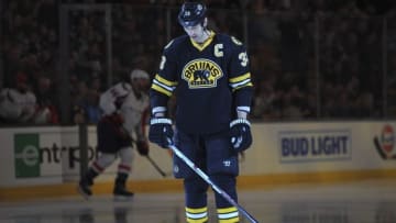 Mar 5, 2016; Boston, MA, USA; Boston Bruins defenseman Zdeno Chara (33) stands on the blue line prior to the national anthem before a game against the Washington Capitals at TD Garden. Mandatory Credit: Bob DeChiara-USA TODAY Sports