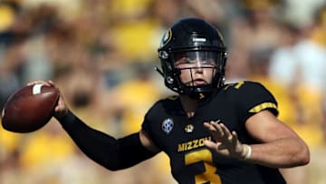 COLUMBIA, MO - SEPTEMBER 01: Quarterback Drew Lock #3 of the Missouri Tigers passes during the game against the Tennessee Martin Skyhawks at Faurot Field/Memorial Stadium on September 1, 2018 in Columbia, Missouri. (Photo by Jamie Squire/Getty Images)