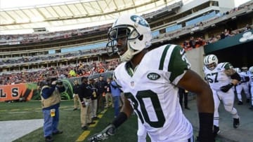Oct 27, 2013; Cincinnati, OH, USA; New York Jets cornerback Darrin Walls (30) rushes the field before the game at Paul Brown Stadium. Mandatory Credit: Marc Lebryk-USA TODAY Sports