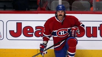 Oct 1, 2013; Montreal, Quebec, CAN; Newcomer Montreal Canadiens right wing George Parros (15) before the game against Toronto Maple Leafs at Bell Centre. Mandatory Credit: Jean-Yves Ahern-USA TODAY Sports