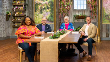 Judges Kardea Brown, Duff Goldman, Nancy Fuller and Host Jesse Palmer, portrait, as seen on Spring Baking Championship, Season 9.
