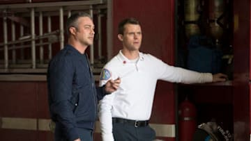 CHICAGO FIRE -- "I'm Not Leaving You" Episode 722 -- Pictured: (l-r) Taylor Kinney as Lt. Kelly Severide, Jesse Spencer as Matthew Casey -- (Photo by: Adrian Burrows/NBC)
