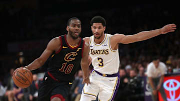 LOS ANGELES, CA - JANUARY 13: Alec Burks #10 of the Cleveland Cavaliers dribbles past Josh Hart #3 of the Los Angeles Lakers during the second half of a game at Staples Center on January 13, 2019 in Los Angeles, California. NOTE TO USER: User expressly acknowledges and agrees that, by downloading and or using this photograph, User is consenting to the terms and conditions of the Getty Images License Agreement. (Photo by Sean M. Haffey/Getty Images)