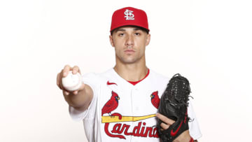 JUPITER, FLORIDA - FEBRUARY 19: Jack Flaherty #22 of the St. Louis Cardinals poses for a photo on Photo Day at Roger Dean Chevrolet Stadium on February 19, 2020 in Jupiter, Florida. (Photo by Michael Reaves/Getty Images)