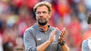 ANN ARBOR, MI - JULY 28: Head coach Jurgen Klopp of Liverpool celebrates after Liverpool defeated Manchester United of the International Champions Cup 2018 at Michigan Stadium on July 28, 2018 in Ann Arbor, Michigan. Liverpool defeated Manchester United 4-1. (Photo by Jason Miller/Getty Images)