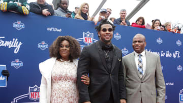 CHICAGO, IL - APRIL 28: Draftee Robert Nkemdiche of Mississippi arrives with mother Beverly and father Sunday at the 2016 NFL Draft on April 28, 2016 in Chicago, Illinois. (Photo by Kena Krutsinger/Getty Images)