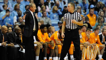 CHAPEL HILL, NC - DECEMBER 11: Head coach Rick Barnes of the Tennessee Volunteers speaks with a referee during their game against the North Carolina Tar Heels at Dean Smith Center on December 11, 2016 in Chapel Hill, North Carolina. (Photo by Jared C. Tilton/Getty Images)