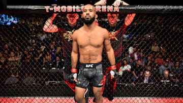 LAS VEGAS, NV - OCTOBER 07: Demetrious Johnson stands in the Octagon prior to his UFC flyweight championship bout against Ray Borg during the UFC 216 event inside T-Mobile Arena on October 7, 2017 in Las Vegas, Nevada. (Photo by Jeff Bottari/Zuffa LLC/Zuffa LLC via Getty Images)