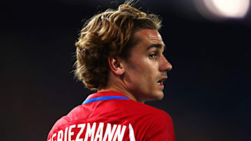 MADRID, SPAIN - MARCH 15: Antoine Griezmann of Club Atletico de Madrid looks on during the UEFA Champions League Round of 16 second leg match between Club Atletico de Madrid and Bayer Leverkusen at Vicente Calderon Stadium on March 15, 2017 in Madrid, Spain. (Photo by Chris Brunskill Ltd/Getty Images)