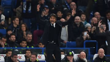 LONDON, ENGLAND - OCTOBER 23: Antonio Conte, Manager of Chelsea reacts during the Premier League match between Chelsea and Manchester United at Stamford Bridge on October 23, 2016 in London, England. (Photo by Shaun Botterill/Getty Images)