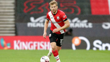 SOUTHAMPTON, ENGLAND - OCTOBER 04: Stuart Armstrong of Southampton during the Premier League match between Southampton and West Bromwich Albion at St Mary's Stadium on October 04, 2020 in Southampton, England. Sporting stadiums around the UK remain under strict restrictions due to the Coronavirus Pandemic as Government social distancing laws prohibit fans inside venues resulting in games being played behind closed doors. (Photo by Robin Jones/Getty Images)