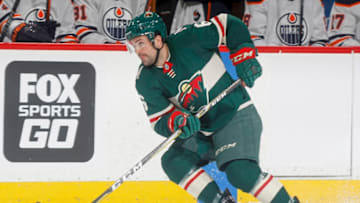 ST. PAUL, MN - APRIL 2: Ryan Murphy #6 of the Minnesota Wild skates with the puck against the Edmonton Oilers during the game at the Xcel Energy Center on April 2, 2018 in St. Paul, Minnesota. (Photo by Bruce Kluckhohn/NHLI via Getty Images)