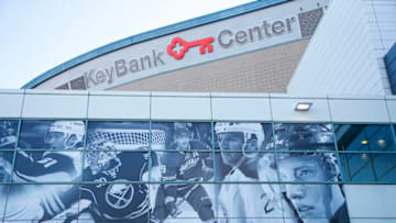 BUFFALO, NY - OCTOBER 5: A general view of the outside of the KeyBank Center before the game between the Buffalo Sabres and the Montreal Canadiens at the KeyBank Center on October 5, 2017 in Buffalo, New York. (Photo by Kevin Hoffman/Getty Images)