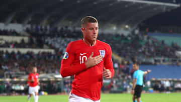 SOFIA, BULGARIA - OCTOBER 14: Ross Barkley of England celebrates after scoring his sides second goal during the UEFA Euro 2020 qualifier between Bulgaria and England on October 14, 2019 in Sofia, Bulgaria. (Photo by Catherine Ivill/Getty Images)