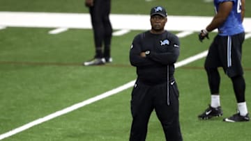 Jul 29, 2016; Allen Park, MI, USA; Detroit Lions head coach Jim Caldwell stands with his arms folded during practice at the Detroit Lions Training Facility. Mandatory Credit: Raj Mehta-USA TODAY Sports