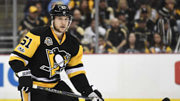 PITTSBURGH, PA - MARCH 19: Pittsburgh Penguins Defenseman Derrick Pouliot (51) skates during the third period in the NHL game between the Pittsburgh Penguins and the Florida Panthers on March 19, 2017, at PPG Paints Arena in Pittsburgh, PA. The Penguins shutout the Panthers 4-0. (Photo by Jeanine Leech/Icon Sportswire via Getty Images)