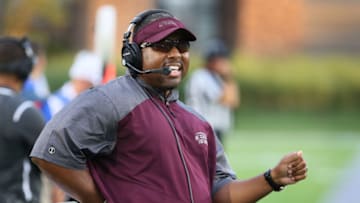 Sep 2, 2017; Durham, NC, USA; North Carolina Central Eagles head coach Jerry Mack on the sidelines of their game against the Duke Blue Devils in the first half at Wallace Wade Stadium. Mandatory Credit: Mark Dolejs-USA TODAY Sports
