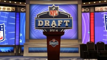 May 8, 2014; New York, NY, USA; A general view of the stage and podium before the start of the 2014 NFL Draft at Radio City Music Hall. Mandatory Credit: Adam Hunger-USA TODAY Sports