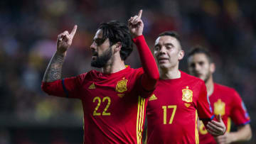 GIJON, SPAIN - MARCH 24: Francisco Roman 'Isco' of Spain celebrates after scoring his team's fourth goal during the FIFA 2018 World Cup Qualifier between Spain and Israel at Estadio El Molinon on March 24, 2017 in Gijon, Spain. (Photo by Juan Manuel Serrano Arce/Getty Images)