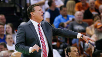 AUSTIN, TX - FEBRUARY 25: Head coach Bill Shelf of the Kansas Jayhawks reacts as his team plays the Texas Longhorns at the Frank Erwin Center on February 25, 2017 in Austin, Texas. (Photo by Chris Covatta/Getty Images)