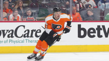 PHILADELPHIA, PA - MARCH 28: Justin Braun #61 of the Philadelphia Flyers controls the puck against the Montreal Canadiens at the Wells Fargo Center on March 28, 2023 in Philadelphia, Pennsylvania. (Photo by Mitchell Leff/Getty Images)