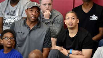 LAS VEGAS, NV - JULY 20: Los Angeles Clippers Head Coach Doc Rivers and Cleveland Cavaliers Head Coach Tyronn Lue watch a USA Basketball Men's National Team practice on July 20, 2016 at Mendenhall Center on the University of Nevada, Las Vegas campus in Las Vegas, Nevada. NOTE TO USER: User expressly acknowledges and agrees that, by downloading and or using this photograph, User is consenting to the terms and conditions of the Getty Images License Agreement. Mandatory Copyright Notice: Copyright 2016 NBAE (Photo by Andrew D. Bernstein/NBAE via Getty Images)