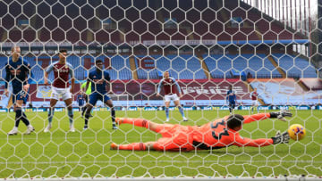 BIRMINGHAM, ENGLAND - FEBRUARY 06: Ollie Watkins of Aston Villa scores his team's first goal past Mat Ryan of Arsenal during the Premier League match between Aston Villa and Arsenal at Villa Park on February 06, 2021 in Birmingham, England. Sporting stadiums around the UK remain under strict restrictions due to the Coronavirus Pandemic as Government social distancing laws prohibit fans inside venues resulting in games being played behind closed doors. (Photo by Catherine Ivill/Getty Images)