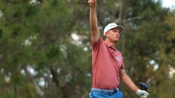BRADENTON, FLORIDA - FEBRUARY 26: Justin Rose of England reacts on the seventh tee during the second round of World Golf Championships-Workday Championship at The Concession on February 26, 2021 in Bradenton, Florida. (Photo by Mike Ehrmann/Getty Images)