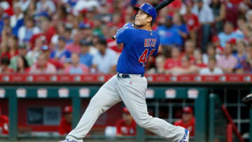 CINCINNATI, OH - AUGUST 10: Anthony Rizzo #44 of the Chicago Cubs bats during the game against the Cincinnati Reds at Great American Ball Park on August 10, 2019 in Cincinnati, Ohio. (Photo by Kirk Irwin/Getty Images)