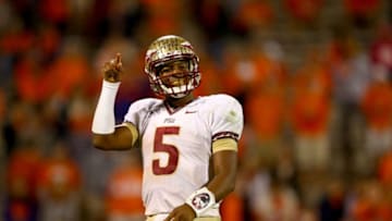CLEMSON, SC - OCTOBER 19: Jameis Winston #5 of the Florida State Seminoles during their game at Memorial Stadium on October 19, 2013 in Clemson, South Carolina. (Photo by Streeter Lecka/Getty Images)