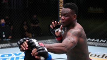 LAS VEGAS, NEVADA - SEPTEMBER 05: (R-L) Ovince Saint Preux punches Alonzo Menifield in a light heavyweight fight during the UFC Fight Night event at UFC APEX on September 05, 2020 in Las Vegas, Nevada. (Photo by Chris Unger/Zuffa LLC)