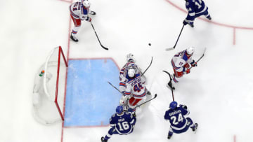 TAMPA, FLORIDA - JUNE 07: Pat Maroon #14 of the Tampa Bay Lightning takes a shot on Igor Shesterkin #31 of the New York Rangers during the first period in Game Four of the Eastern Conference Final of the 2022 Stanley Cup Playoffs at Amalie Arena on June 07, 2022 in Tampa, Florida. (Photo by Mike Carlson/Getty Images)