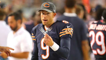 Aug 11, 2016; Chicago, IL, USA; Chicago Bears kicker Robbie Gould (9) during the second half against the Denver Broncos at Soldier Field. Denver won 22-0. Mandatory Credit: Dennis Wierzbicki-USA TODAY Sports