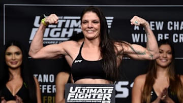 LAS VEGAS, NV - NOVEMBER 30: Lauren Murphy poses on the scale during the TUF Finale weigh-in inside Park Theater on November 30, 2017 in Las Vegas, Nevada. (Photo by Jeff Bottari/Zuffa LLC/Zuffa LLC via Getty Images)
