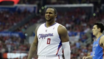 May 15, 2014; Los Angeles, CA, USA; Los Angeles Clippers forward Glen Davis (0) reacts during the first half in game six of the second round of the 2014 NBA Playoffs against the Oklahoma City Thunder at Staples Center. Mandatory Credit: Richard Mackson-USA TODAY Sports