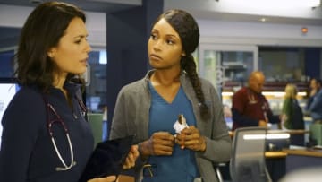 CHICAGO MED -- "Lemons and Lemonade" Episode 308 -- Pictured: (l-r) Torrey DeVitto as Natalie Manning, Yaya DaCosta as April Sexton -- (Photo by: Elizabeth Sisson/NBC)