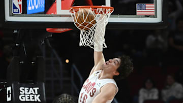 Jan 29, 2023; Cleveland, Ohio, USA; Cleveland Cavaliers forward Cedi Osman (16) dunks during the second half against the Los Angeles Clippers at Rocket Mortgage FieldHouse. Mandatory Credit: Ken Blaze-USA TODAY Sports