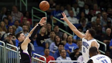 Dec 14, 2016; Orlando, FL, USA; LA Clippers guard Austin Rivers (25) shoots a three pointer over Orlando Magic forward Aaron Gordon (00) during the second half at Amway Center. LA Clippers defeated the Orlando Magic 113-108. Mandatory Credit: Kim Klement-USA TODAY Sports