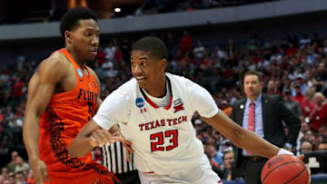 DALLAS, TX - MARCH 17: Jarrett Culver #23 of the Texas Tech Red Raiders dribbles the ball while being guarded by KeVaughn Allen #5 of the Florida Gators in the second half during the second round of the 2018 NCAA Tournament at the American Airlines Center on March 17, 2018 in Dallas, Texas. (Photo by Tom Pennington/Getty Images)
