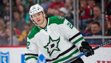 Oct 29, 2016; Saint Paul, MN, USA; Dallas Stars forward Jiri Hudler (22) in the second period against the Minnesota Wild at Xcel Energy Center. Mandatory Credit: Brad Rempel-USA TODAY Sports