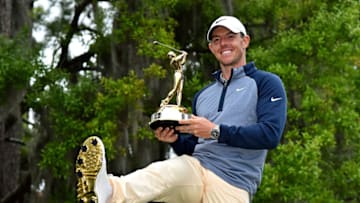 Mar 17, 2019; Ponte Vedra Beach, FL, USA; Rory McIlroy celebrate winning THE PLAYERS Championship golf tournament at TPC Sawgrass - Stadium Course. Mandatory Credit: Jasen Vinlove-USA TODAY Sports