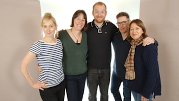 The returning cast for Stranded 2 (L to R): Hattie Morahan, Rebecca Root, Tom Price, Paul McGann and Nicola Walker.Image Courtesy: Big Finish Productions.