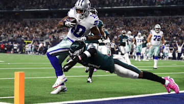 ARLINGTON, TEXAS - OCTOBER 20: Tavon Austin #10 of the Dallas Cowboys scores a 20-yard rushing touchdown during the first quarter against the Philadelphia Eagles in the game at AT&T Stadium on October 20, 2019 in Arlington, Texas. (Photo by Ronald Martinez/Getty Images)